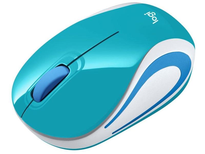 Mini Mouse sem Fio Logitech Laser 1000DPI 3 Botões M187 Aqua